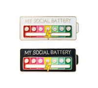 My Social Battery Badge - 2PCS Pin, Mood Brooch, Adjustable Power Brooch for 7 Days a Week - Cute Creative Gift for Men and Women