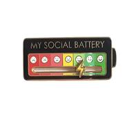 MY SOCIAL BATTERY Enamel Pin - Funny Social Battery Indicator Lapel Mood Conversion Brooch - 7 Days Mood Badge - Cute Creative Expression Gift for Men and Women (Black)