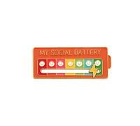 MY SOCIAL BATTERY Enamel Pin - Funny Social Battery Indicator Lapel Mood Conversion Brooch - 7 Days Mood Badge - Cute Creative Expression Gift for Men and Women (Orange)