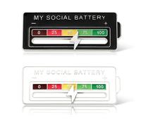 My Social Battery Mood Slider Pin - Cute & Interactive Brooch Pins for Backpacks, Hats & Bags, 6.1cm * 2.4cm, Metal, no gemstone