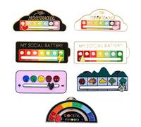 My Social Battery Pin 7 Pack Funny Social Mood Brooch Social Battery Badge