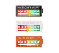 My Social Battery Slider Pin, Cute Social Battery Pin, Funny Interactive Brooch Pin, Functional Mood Enamel Pins 7 Days a W or Clothing Decoration Backpacks Bags Hats Gifts (Rectangle,3)