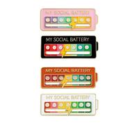 My Social Battery Slider Pin, Cute Social Battery Pin, Funny Interactive Brooch Pin, Functional Mood Enamel Pins 7 Days a W or Clothing Decoration Backpacks Bags Hats Gifts, 4 pcs, Alloy Steel, no