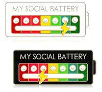 My Social Battery Slider Pin - Funny Enamel Pins for 7 Days a Week, Interactive Mood Badge for Introverts, Non-Verbal Emotional Brooch for Backpacks Jackets Hats Clothing Accessories, One size, Zinc