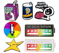 My Social Battery Slider Pin Your Did It Meme Pins 7Pcs Funny Enamel Pins Cute Brooch Pin for Clothing Hat Bags