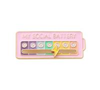 My Social Battery Sliding Pin,1PC Funny Mood Indicator Enamel Brooch with 7 Day Expressions,Interactive Social Energy Tracker Lapel Pin for Backpacks,Jackets & Clothing