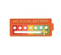 My Social Battery Sliding Pin,1PC Funny Mood Indicator Enamel Brooch with 7 Day Expressions,Interactive Social Energy Tracker Lapel Pin for Backpacks,Jackets & Clothing
