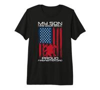 My Son Has Your Back Proud Firefighter Dad American Flag Premium T-Shirt