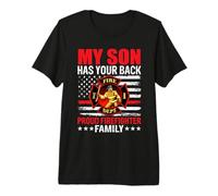 My Son Has Your Back Proud Firefighter Family American Flag Premium T-Shirt