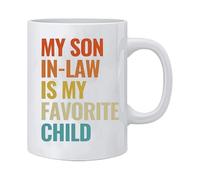 My Son in Law is My Favorite Child Coffee Mug | Breakfast Cup - Ceramic Son-in-Law Mug Birthday Christmas Cup for Grandma Grandpa Grandparents