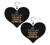 My Son In Law Is My Favorite Child Leather Earrings For Women Dangle Earring Drop Heart Pendant With Hook Gifts For Adult Girl