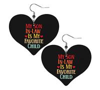 My Son In Law Is My Favorite Child Leather Earrings For Women Dangle Earring Drop Heart Pendant With Hook Gifts For Adult Girl