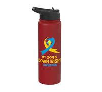My Son is Down Right Awesome Down Syndrome Awareness Stainless Steel Insulated Water Bottle