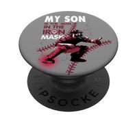 My Son Is The Man In The Iron Mask Baseball Catcher PopSockets Adhesive PopGrip