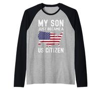 My Son Just Became A US Citizen Proud New American Vintage Raglan Baseball Tee