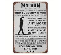 My Son Love Dad Retro Metal Tin Sign - Funny Wall Art Interior Decoration and Gift for Son - Metal Poster for Home