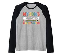 My Son’s First Day Of Kindergarten First Day Of School Funny Raglan Baseball Tee
