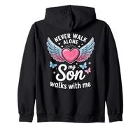 My Son Walks With Me Grieving Mom Memorial Zip Hoodie