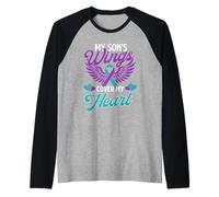 My Son's Wings Cover My Heart - Suicide Prevention Awareness Raglan Baseball Tee