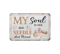 My Soul is Fed with Needle & Thread Tin Sign Metal 8X12 Inch Vintage Look Decoration Poster Sign for Bar Man cave Garage Kitchen Home Wall Art Decor