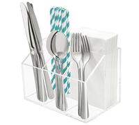 My Space Organizers Utensil Holder Silverware Caddy Countertop Cutlery Organizer For Napkins Flatware Spoon Fork Knife Plastic Acrylic