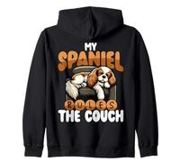 My Spaniel Rules the Couch Funny Dog Zip Hoodie