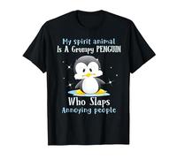 My Spirit Animal is A Grumpy Penguin Who Slaps People T-Shirt, Men, Black, 6X-Large