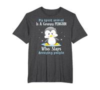 My Spirit Animal is A Grumpy Penguin Who Slaps People T-Shirt, Men's Big and Tall, Dark Heather Grey, 2X Tall