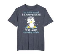 My Spirit Animal is A Grumpy Penguin Who Slaps People T-Shirt, Men's Big and Tall, Heather Blue, 5X Tall