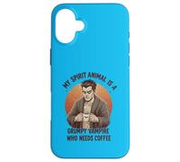My Spirit Animal Is a Grumpy Vampire That Needs Coffee Case for iPhone 16 Plus