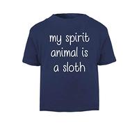 My Spirit Animal is A Sloth Short Sleeve Cotton Toddler t Shirt, 3-4 Years, Navy