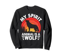 My Spirit Animal Is A Wolf Distressed Retro Sunset Sweatshirt