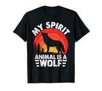 My Spirit Animal is A Wolf Distressed Retro Sunset T-Shirt