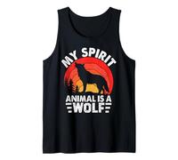 My Spirit Animal is A Wolf Distressed Retro Sunset Tank Top
