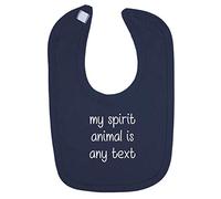 My Spirit Animal is Any Animal Customised Personalised Add Any Text Cotton Baby bib - Navy