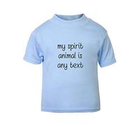 My Spirit Animal is Any Animal Customised Personalised Add Any Text Short Sleeve Cotton Kids t Shirt, 2-3 Years, Pastel Blue