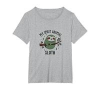 My Spirit Animal Sloth: Cute Lazy Day Nature Lover T-Shirt, Women's Plus, Heather Grey, 2X