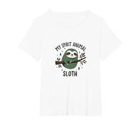 My Spirit Animal Sloth: Cute Lazy Day Nature Lover T-Shirt, Women's Plus, White, 1X