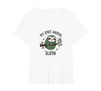 My Spirit Animal Sloth: Cute Lazy Day Nature Lover T-Shirt, Women's Plus, White, 6X