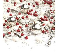 My Sprinkles 90g Sprinkles Sissi White Silver Red Sugar Sprinkles Christmas Sugar Sprinkles Perfect for Christmas New Year's Eve Cookie Cake