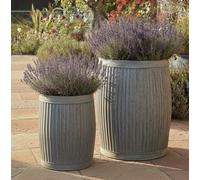 My Square Mile Antique Design Galvanised Round Dolly Planter, Small 38cm