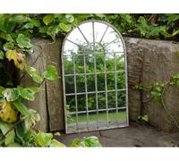 My Square Mile Arched Garden Mirror, 60Cm/77Cm, Rustic Metal Frame, Indoor/outdoor Wall Mounted Panel, Distressed White (60Cm X 36Cm)