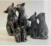 My Square Mile Black Kitten Cat Ornament Memorial Garden Statue Preening Outdoor Sculpture Gift (Black, Large 23cm)