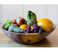 My Square Mile Chunky Rustic Wooden Teak Hand Carved Fruit Salad Bowl (30Cms)