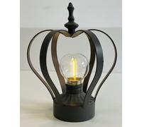 My Square Mile Crown Table Lamp | Cordless Battery Operated with Bulb Distressed Metal Light Nightstand Gold/Grey/Cream (Grey)