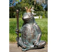 My Square Mile Decorative Garden Frog Statue With Crown, Bronze-Effect Finish, Outdoor Pond Ornament
