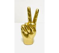 My Square Mile Decorative Peace Sign Hand Sculpture, Gold Metallic Finish, 21.5 Cm Height, Modern Home Decor