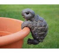 My Square Mile Decorative Tortoise Pot Hanger, Garden Plant Pot Decoration, Outdoor Planter Ornament, Grey