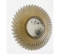 My Square Mile Feather Round 60cm Bronze Wall Mirror, Lightweight Feather Design, Pre-Mounted Hanging Hook, Easy Hang