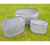 My Square Mile Galvanised Trough Planters Outdoor, Vintage Garden Dolly Tubs, Metal ZInc Coated Flower Pots (Small 38cm)